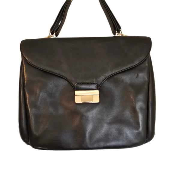 Valentino Garavani VINTAGE SATCHEL Black Leather Bag - Picture 2 of 16